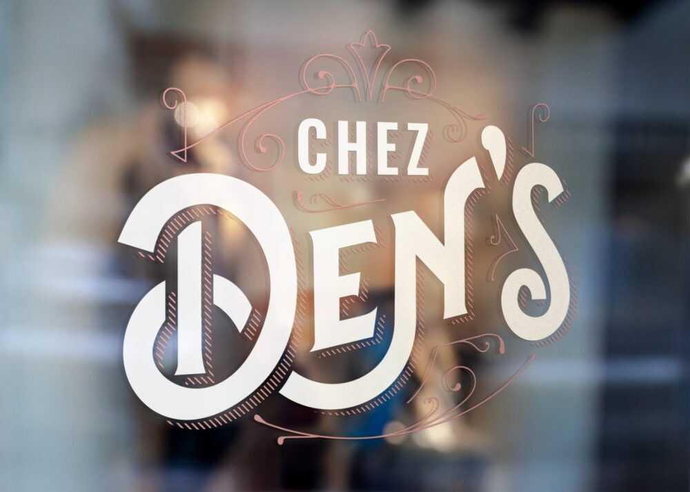 Graphisme vitrophanie – Chez Dens